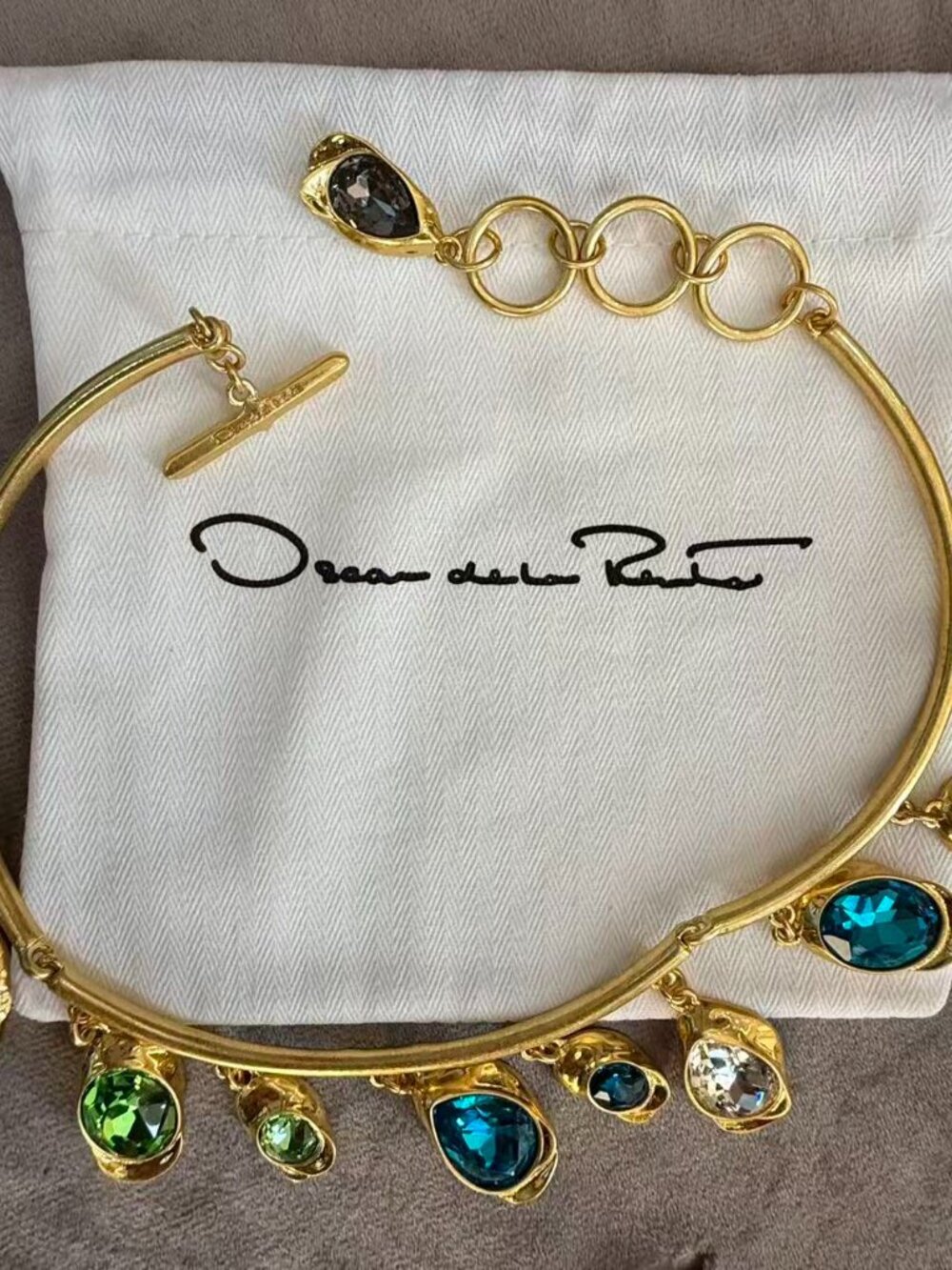Oscar de la Renta Multi-Color Crystal Gold Tone Choker - Picture 2 of 5